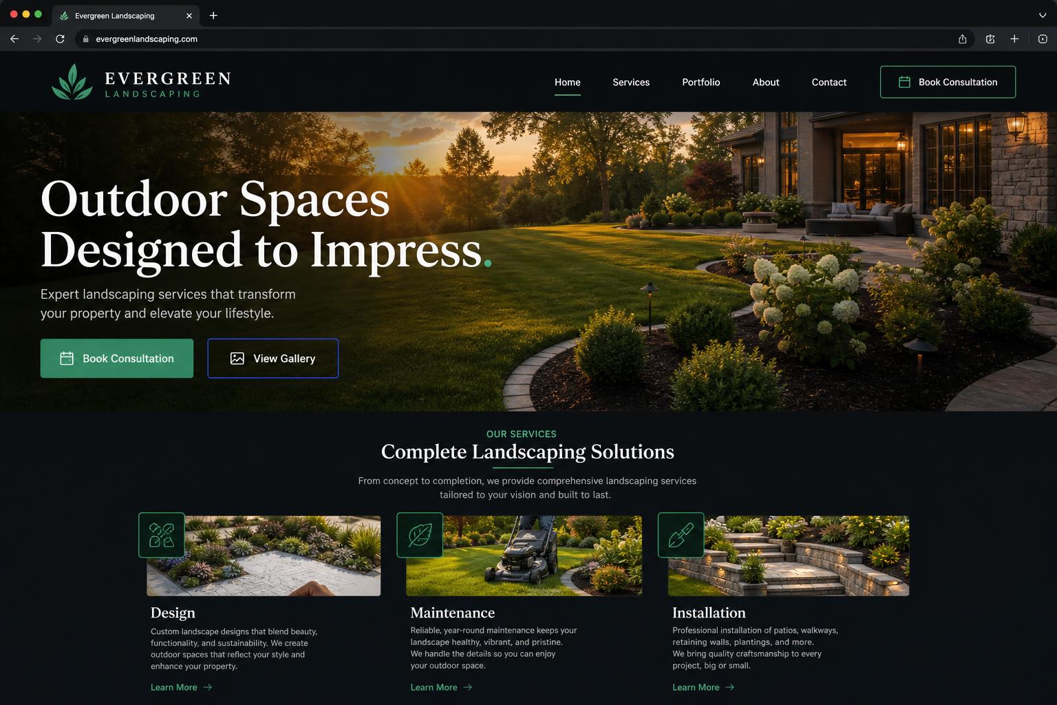 Evergreen Landscaping — Website Concept by Next Level Sites